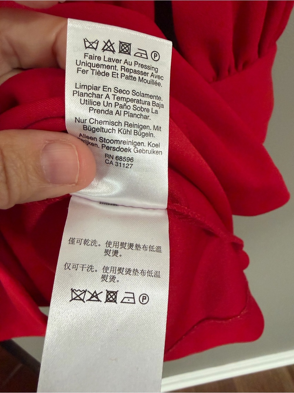 DKNY Red Long-Sleeve Twist-Front V-Neck Dress. Size 16 - Picture 5 of 8